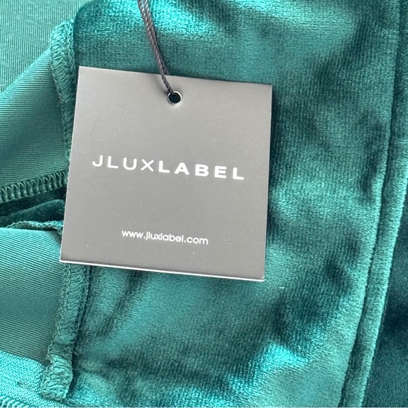 JLUXLABEL Size Medium Noir Ultra High Waist Skinny Emerald Green Velvet Pants - Picture 9 of 11